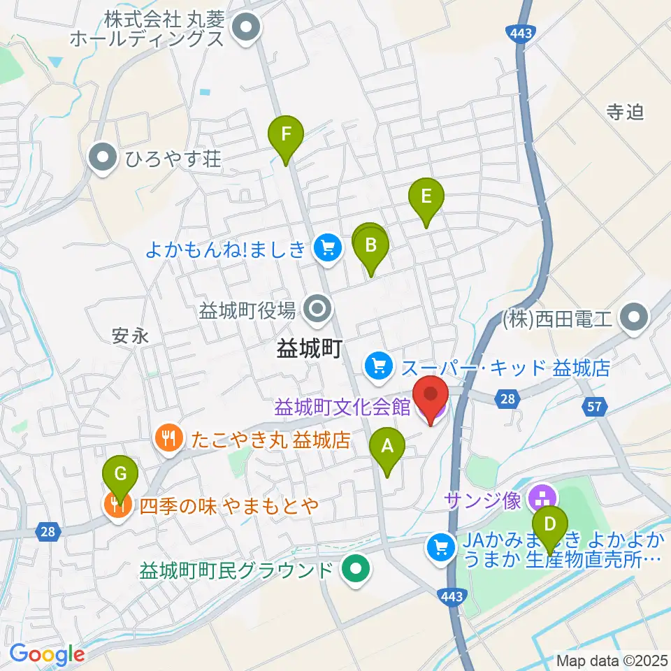 益城町文化会館周辺の駐車場・コインパーキング一覧地図