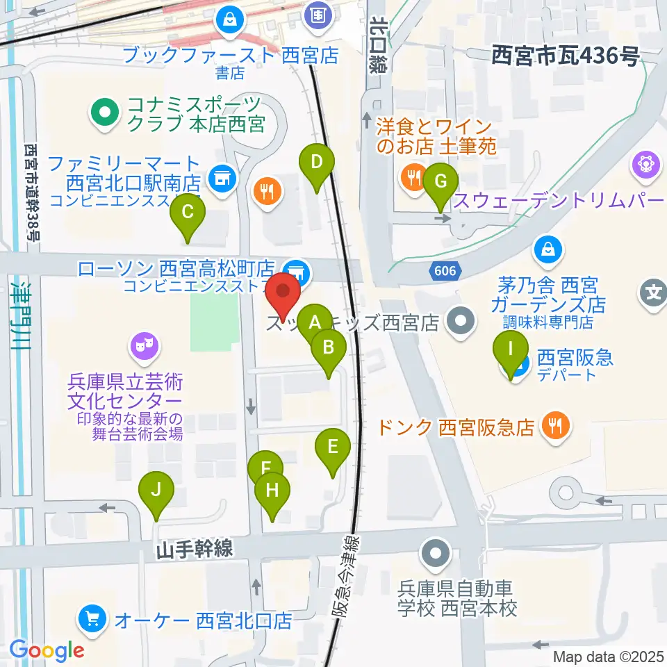 西宮市プレラホール周辺の駐車場・コインパーキング一覧地図