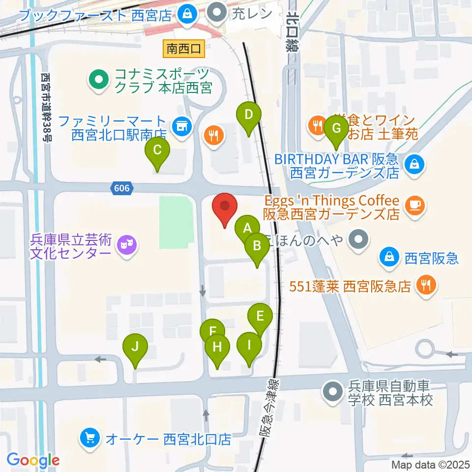西宮市プレラホール周辺の駐車場・コインパーキング一覧地図