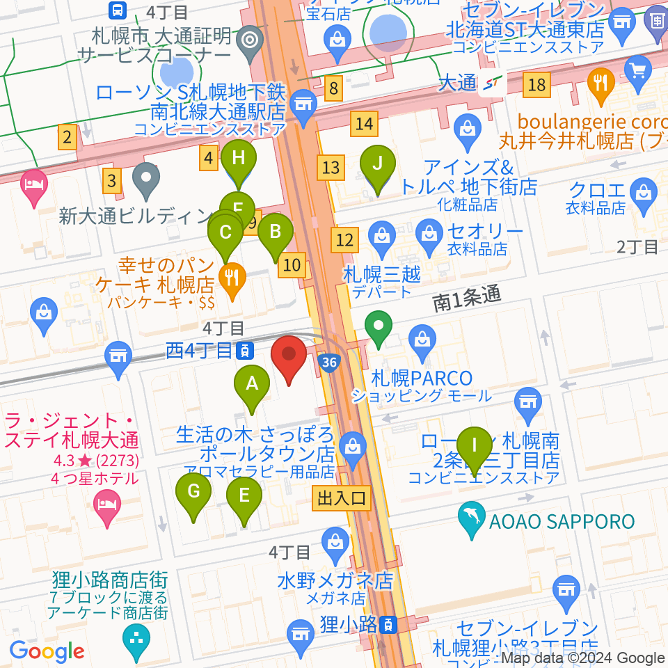 ミュージックショップ音楽処周辺の駐車場・コインパーキング一覧地図