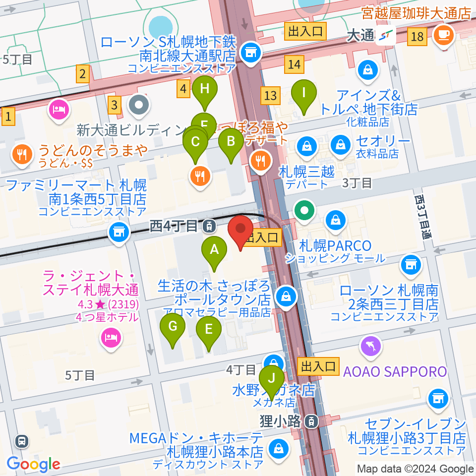 ミュージックショップ音楽処周辺の駐車場・コインパーキング一覧地図