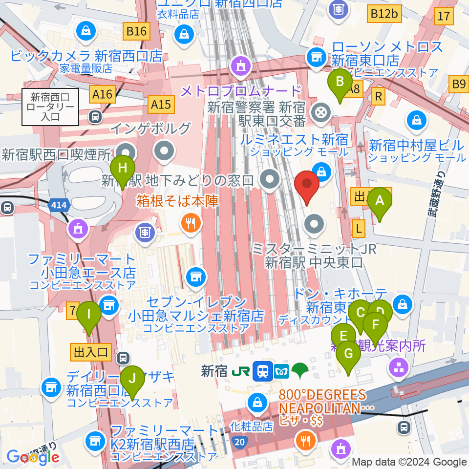 HMV＆BOOKS SPOT SHINJUKU周辺の駐車場・コインパーキング一覧地図