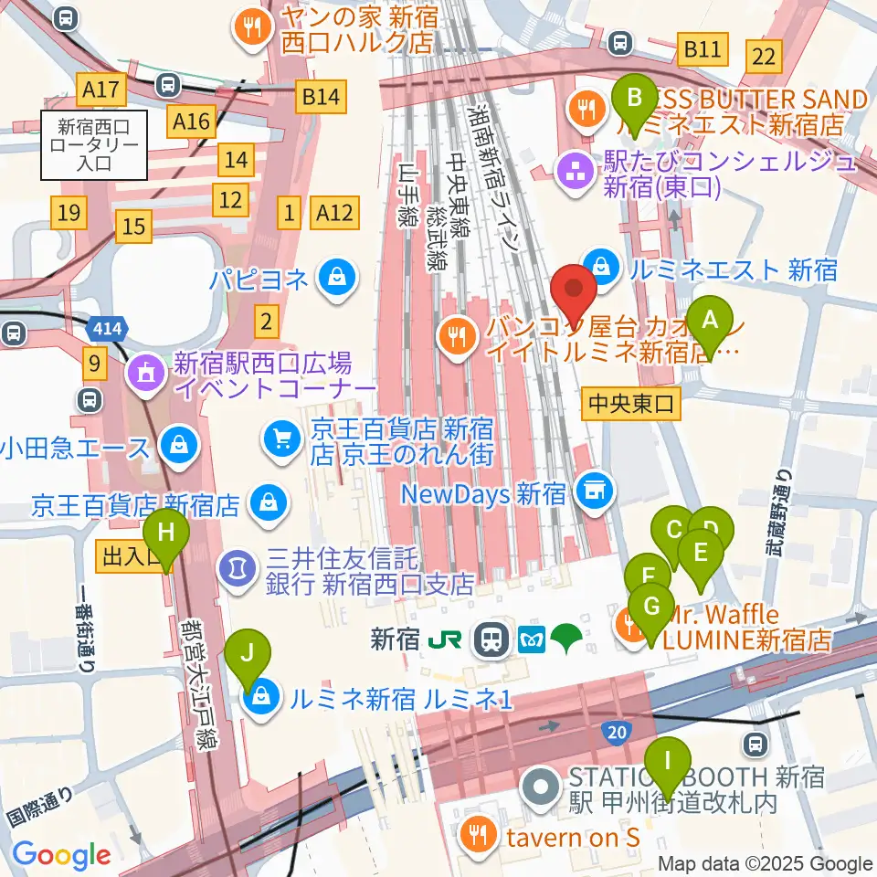 HMV&BOOKS SPOT SHINJUKU周辺の駐車場・コインパーキング一覧地図