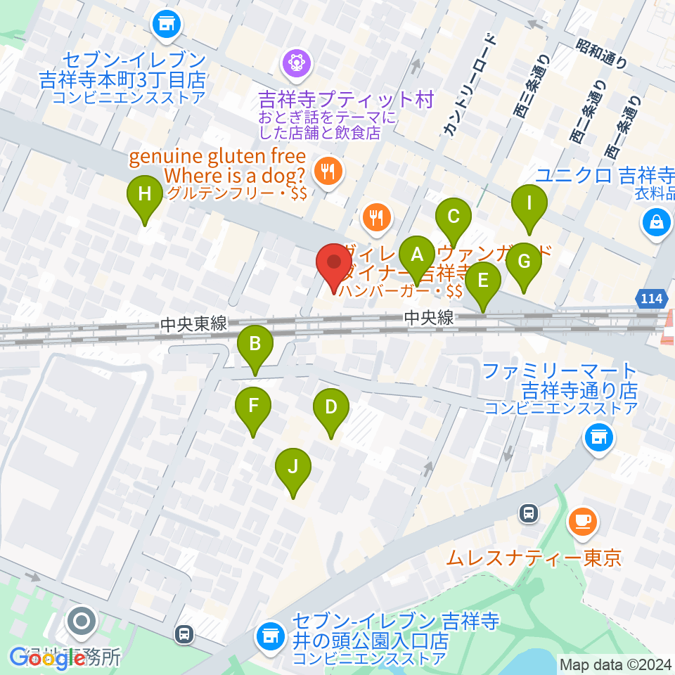 ココナッツディスク吉祥寺店周辺の駐車場・コインパーキング一覧地図