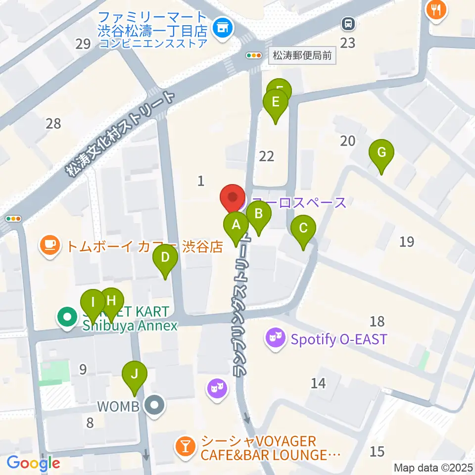 渋谷ユーロライブ周辺の駐車場・コインパーキング一覧地図