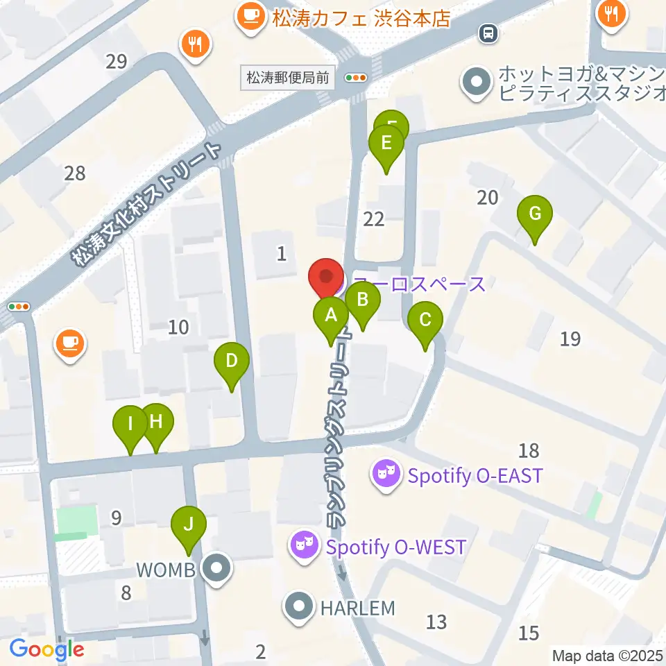 渋谷ユーロライブ周辺の駐車場・コインパーキング一覧地図