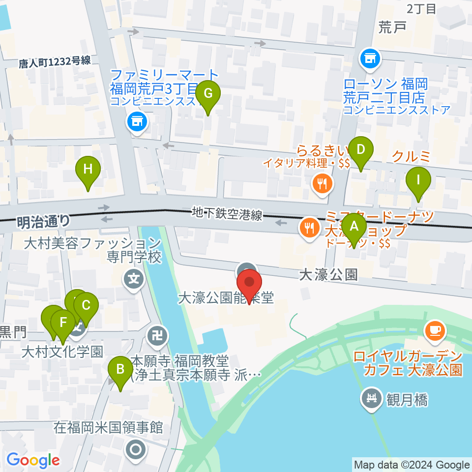 大濠公園能楽堂周辺の駐車場・コインパーキング一覧地図