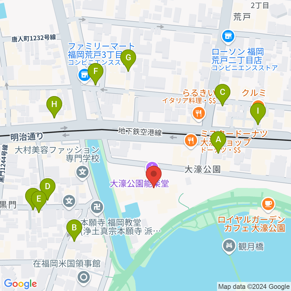 大濠公園能楽堂周辺の駐車場・コインパーキング一覧地図