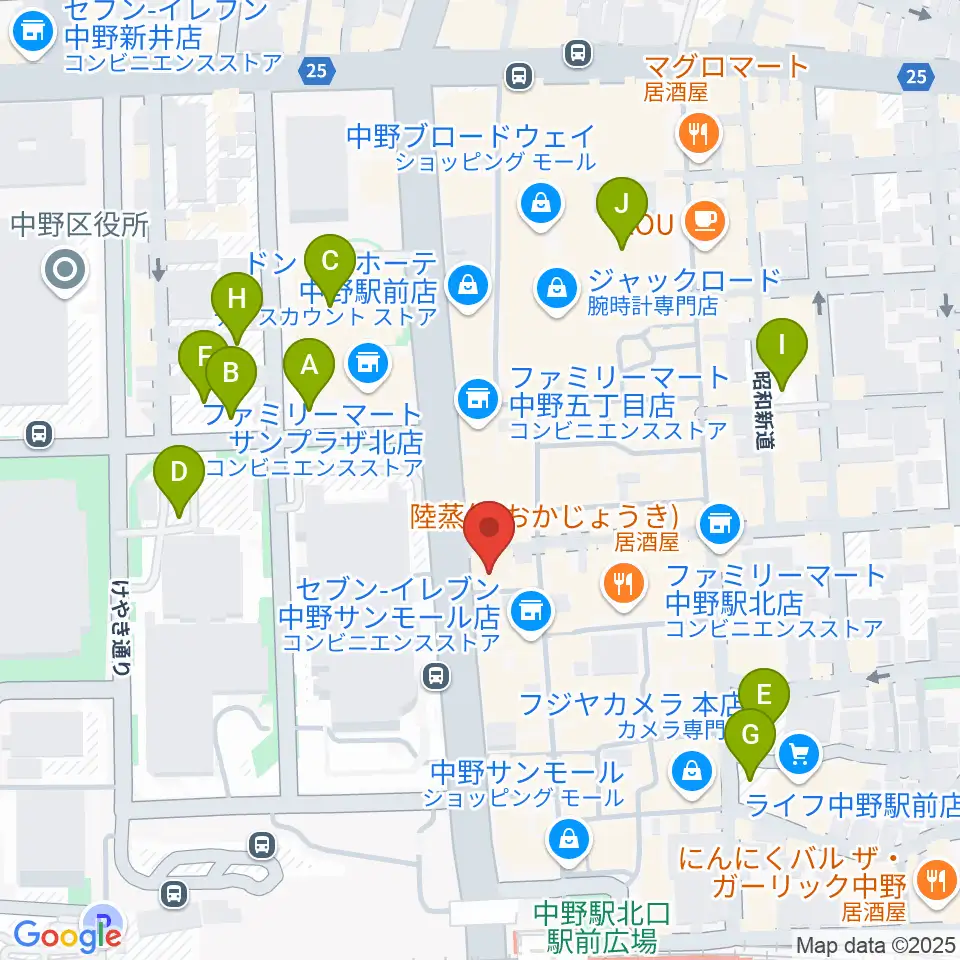 レア中野店周辺の駐車場・コインパーキング一覧地図