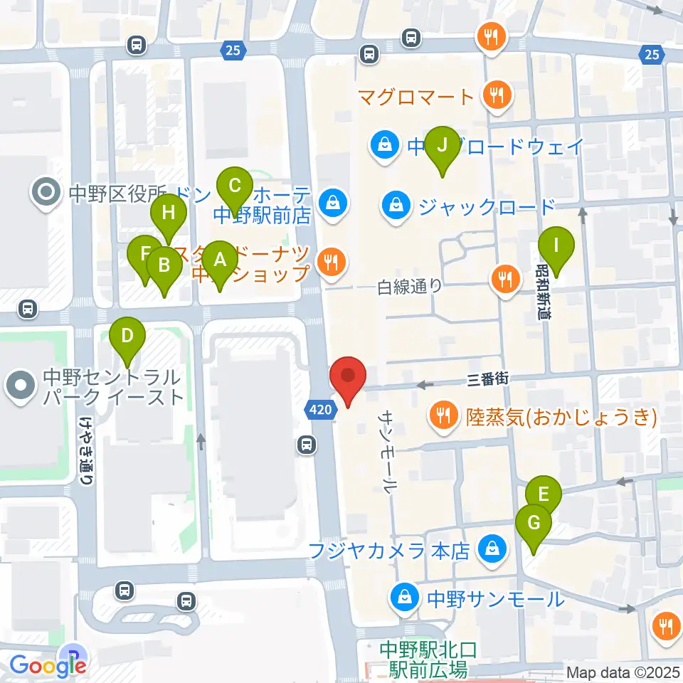 レア中野店周辺の駐車場・コインパーキング一覧地図