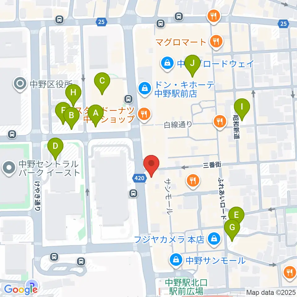 レア中野店周辺の駐車場・コインパーキング一覧地図