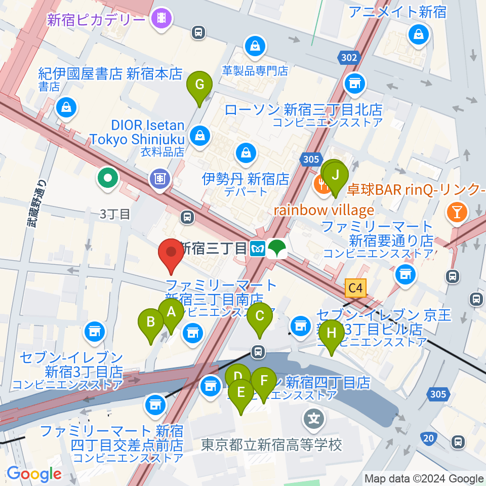 ディスクユニオン新宿周辺の駐車場・コインパーキング一覧地図