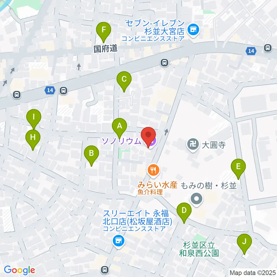 ソノリウム周辺の駐車場・コインパーキング一覧地図