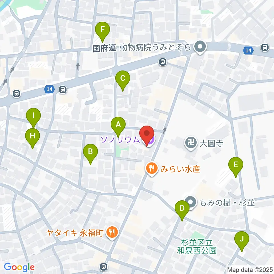 ソノリウム周辺の駐車場・コインパーキング一覧地図