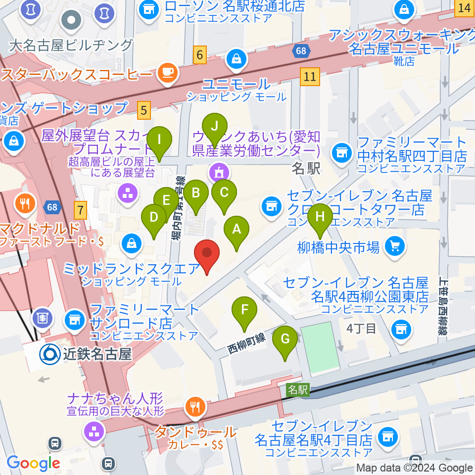 バナナレコード名駅店周辺の駐車場・コインパーキング一覧地図