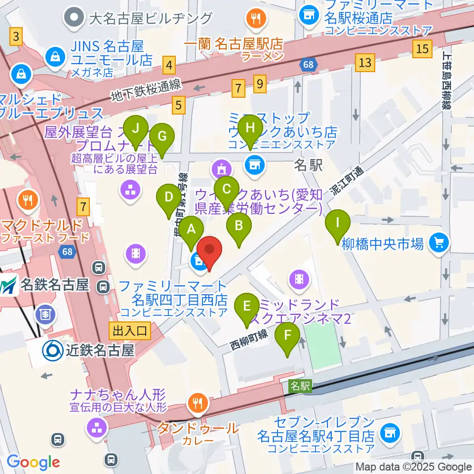 バナナレコード名駅店周辺の駐車場・コインパーキング一覧地図
