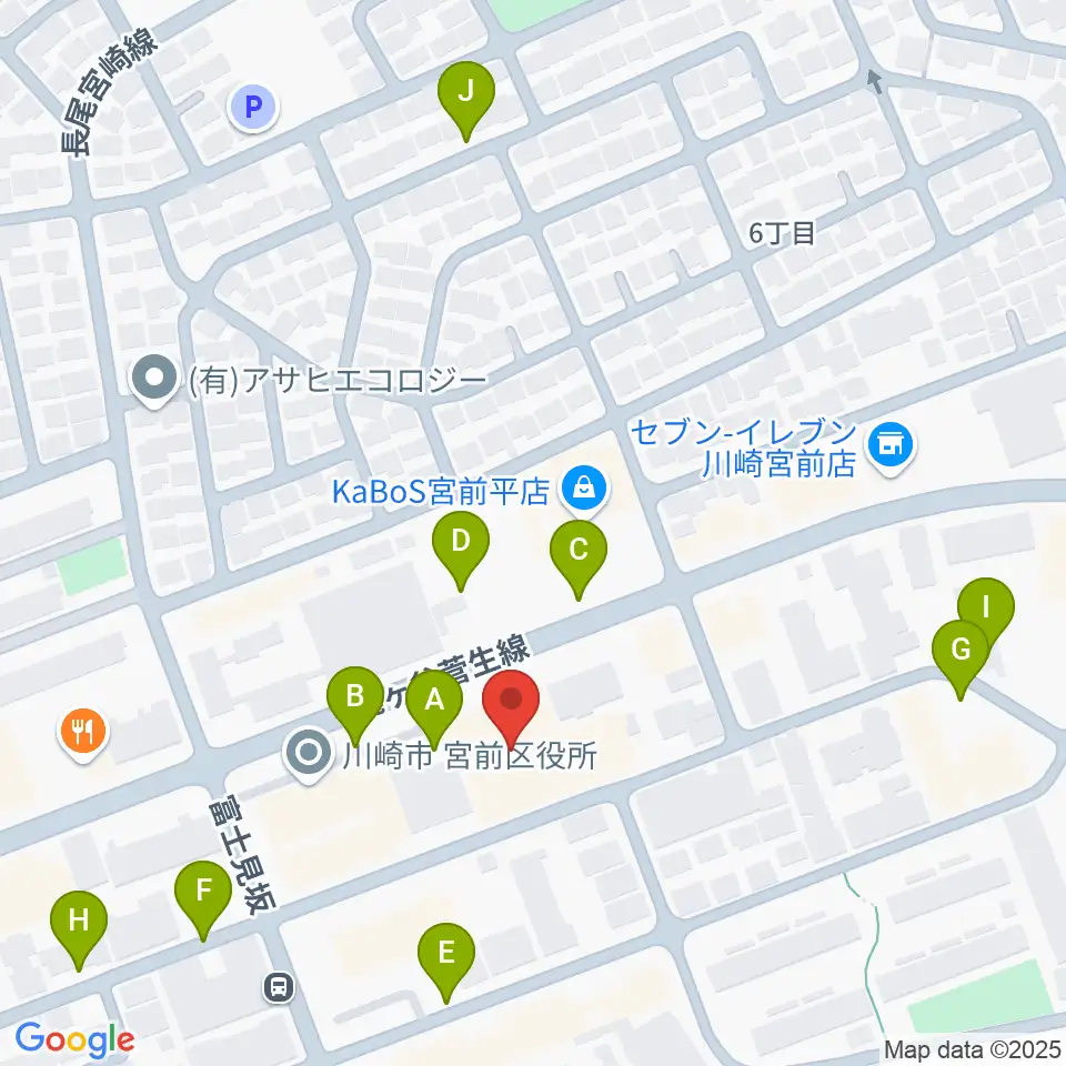 川崎市宮前市民館周辺の駐車場・コインパーキング一覧地図