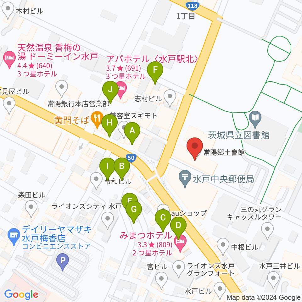 常陽藝文センター周辺の駐車場・コインパーキング一覧地図