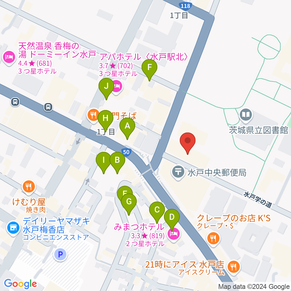 常陽藝文センター周辺の駐車場・コインパーキング一覧地図