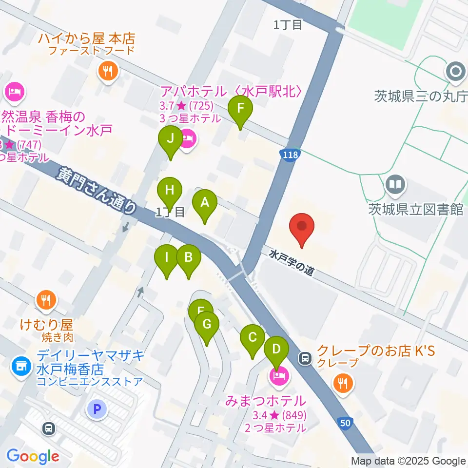 常陽藝文センター周辺の駐車場・コインパーキング一覧地図