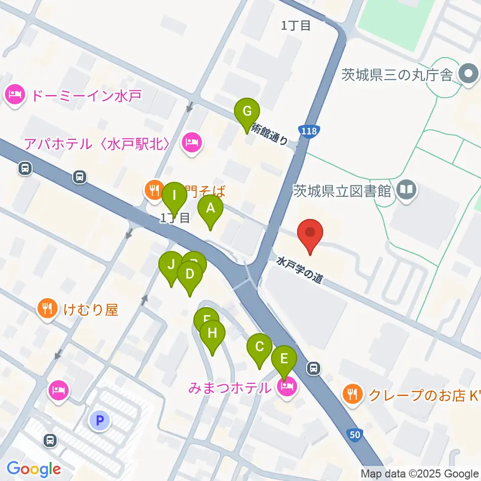 常陽藝文センター周辺の駐車場・コインパーキング一覧地図