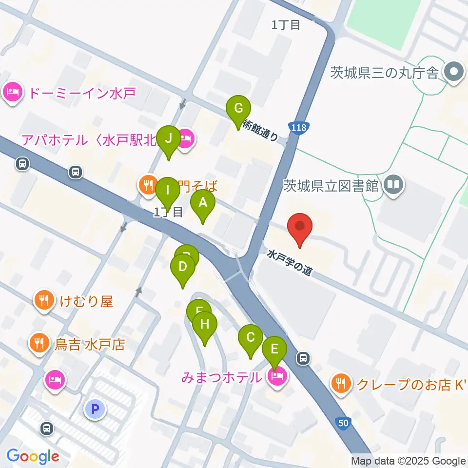 常陽藝文センター周辺の駐車場・コインパーキング一覧地図