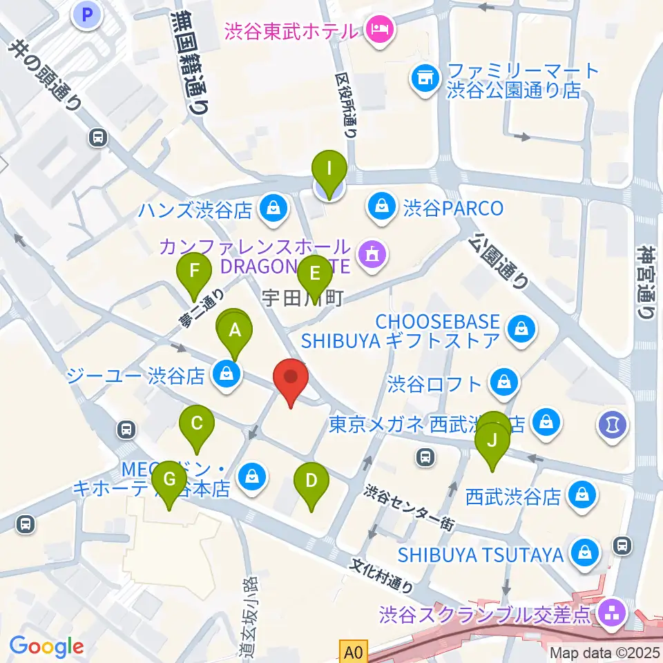 ディスクユニオン渋谷ジャズ/レアグルーヴ館周辺の駐車場・コインパーキング一覧地図