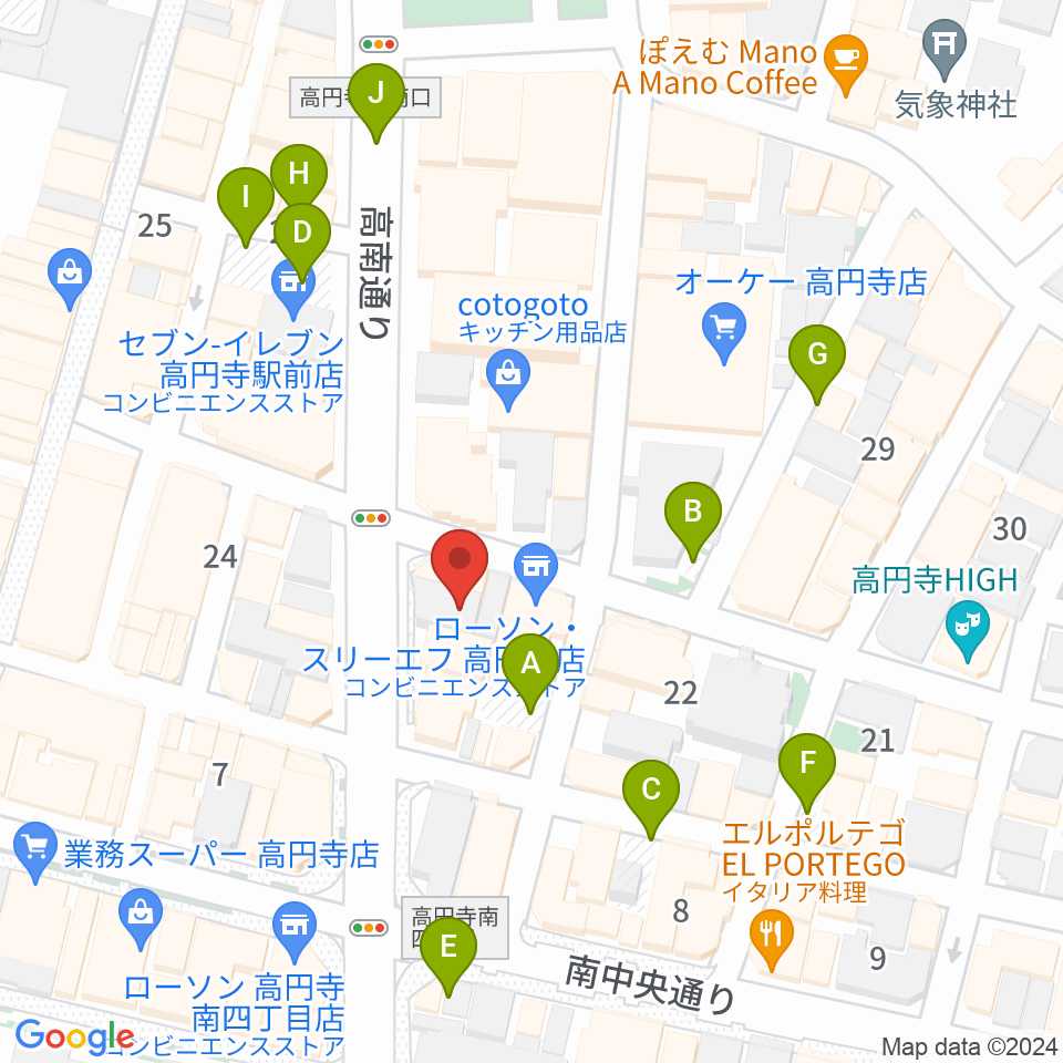 高円寺レコードショップBASE周辺の駐車場・コインパーキング一覧地図