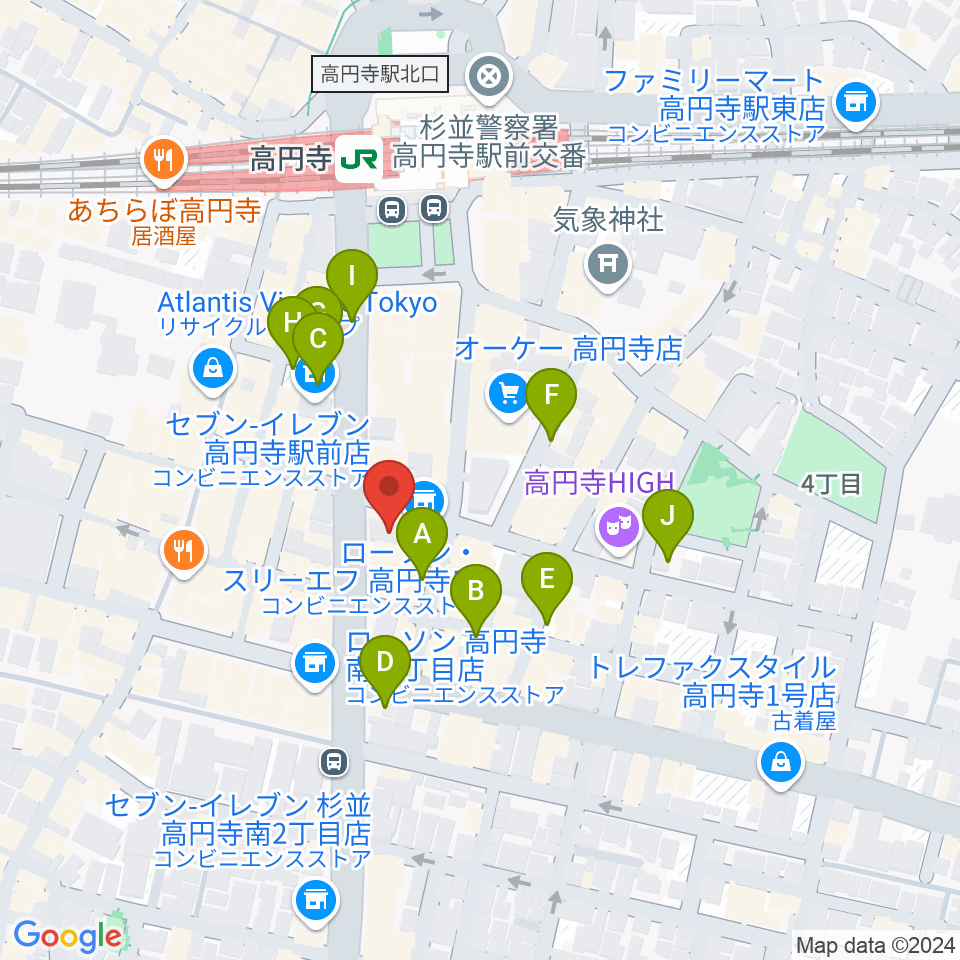 高円寺レコードショップBASE周辺の駐車場・コインパーキング一覧地図