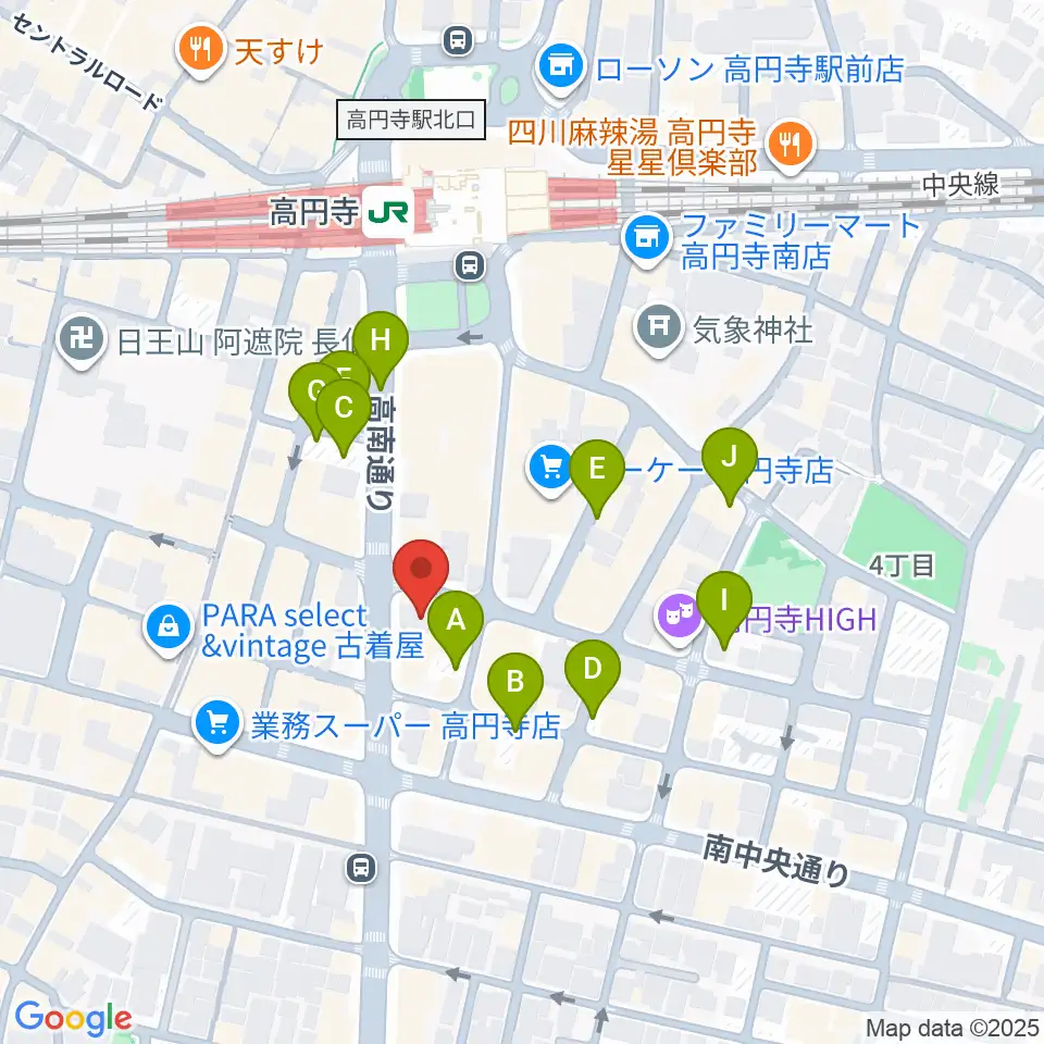高円寺レコードショップBASE周辺の駐車場・コインパーキング一覧地図