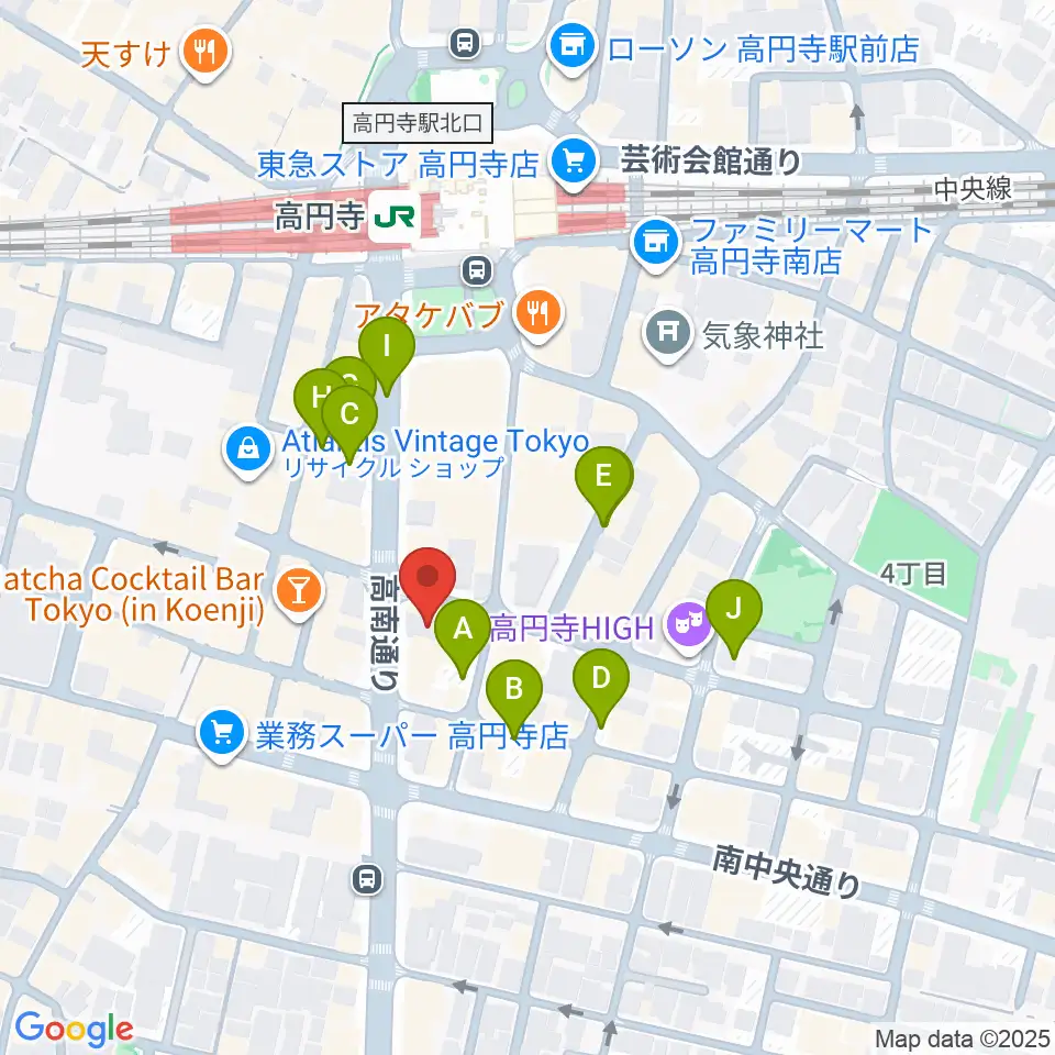 高円寺レコードショップBASE周辺の駐車場・コインパーキング一覧地図