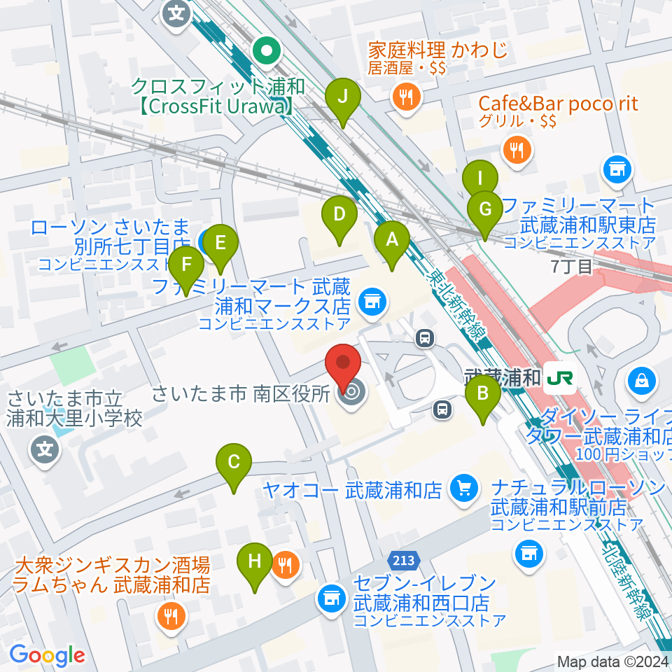 武蔵浦和コミュニティセンター周辺の駐車場・コインパーキング一覧地図