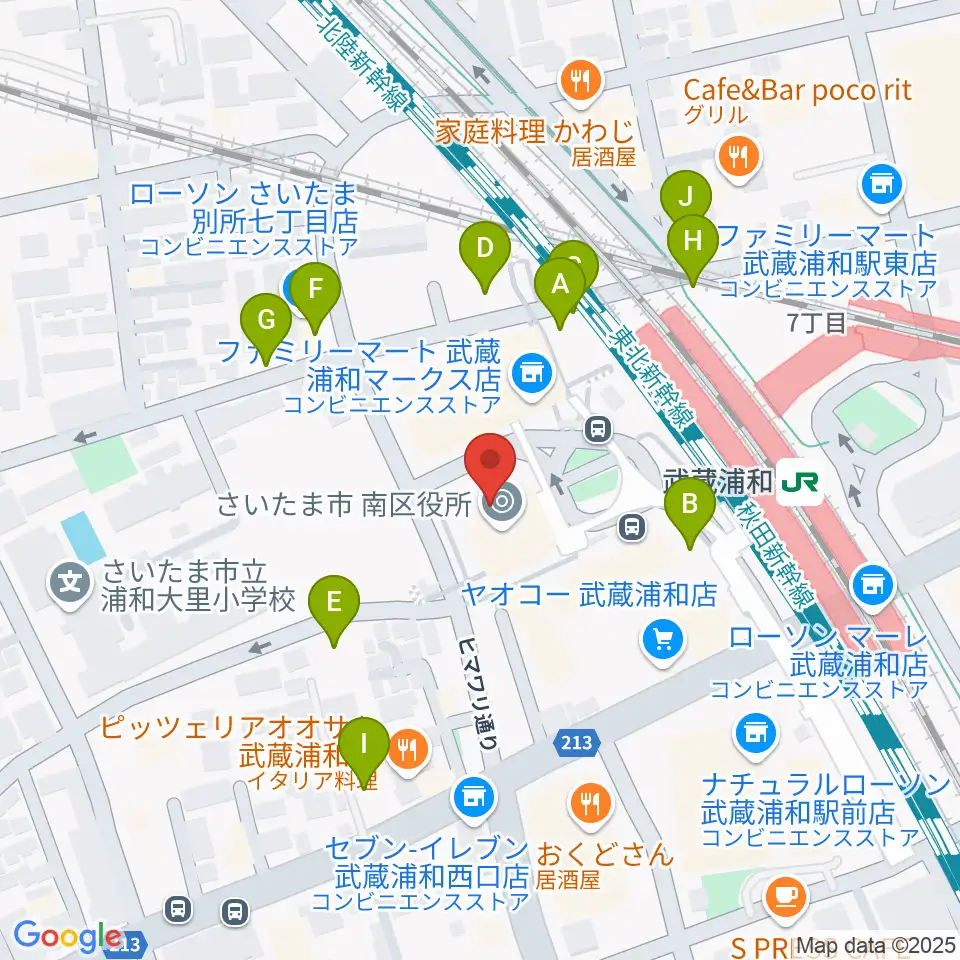 武蔵浦和コミュニティセンター周辺の駐車場・コインパーキング一覧地図
