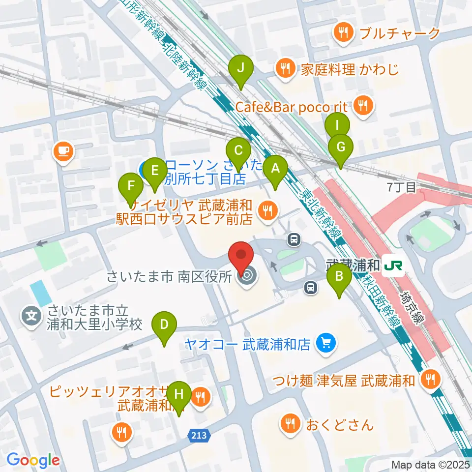 武蔵浦和コミュニティセンター周辺の駐車場・コインパーキング一覧地図