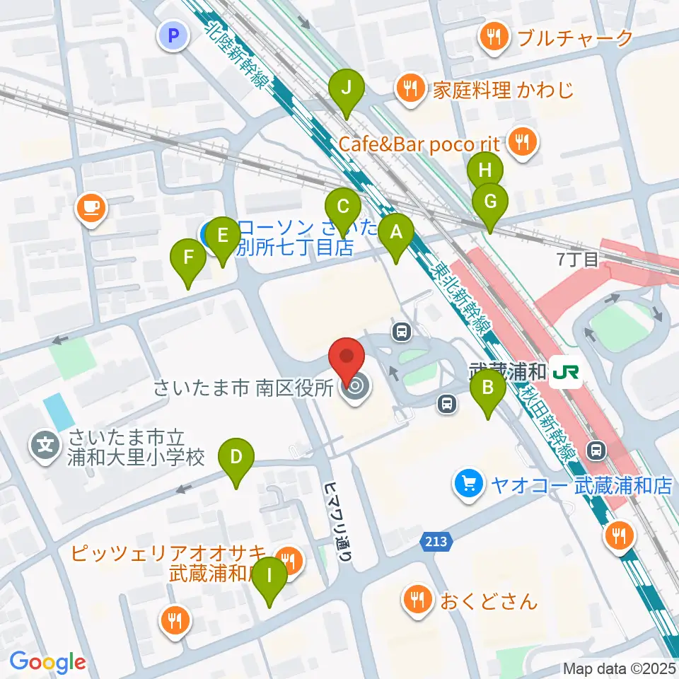 武蔵浦和コミュニティセンター周辺の駐車場・コインパーキング一覧地図