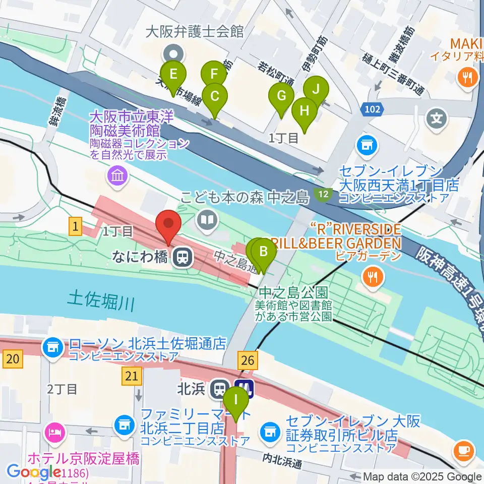 京阪電車なにわ橋駅 アートエリアB1周辺の駐車場・コインパーキング一覧地図