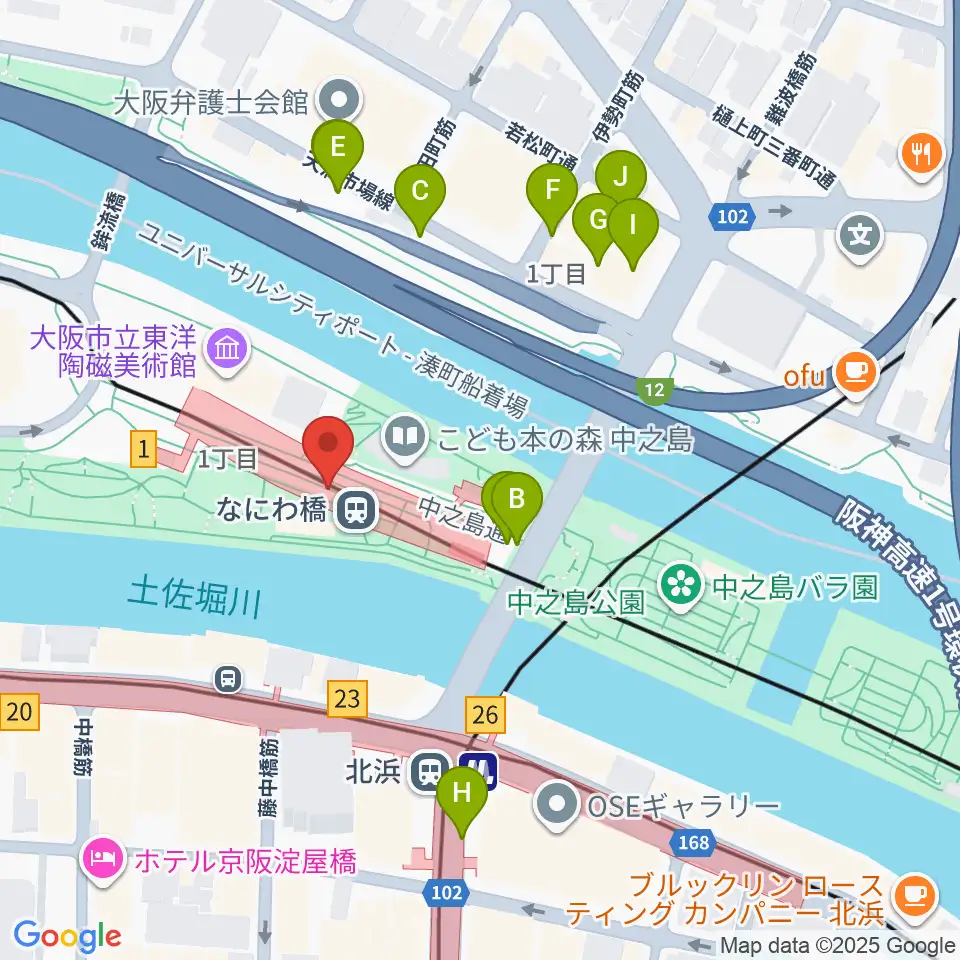 京阪電車なにわ橋駅 アートエリアB1周辺の駐車場・コインパーキング一覧地図
