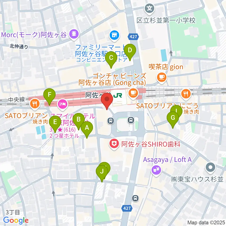 阿佐ヶ谷クラヴィーア周辺の駐車場・コインパーキング一覧地図