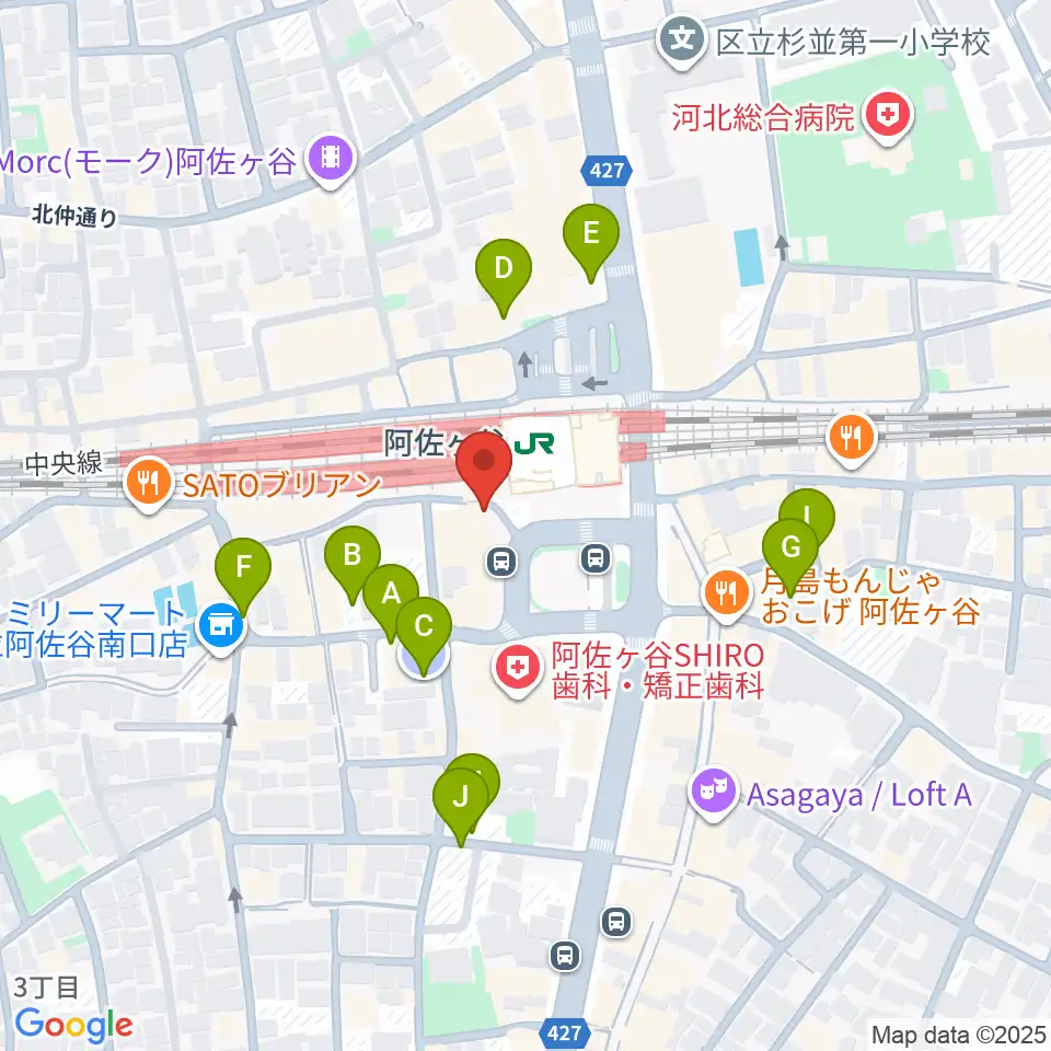 阿佐ヶ谷クラヴィーア周辺の駐車場・コインパーキング一覧地図