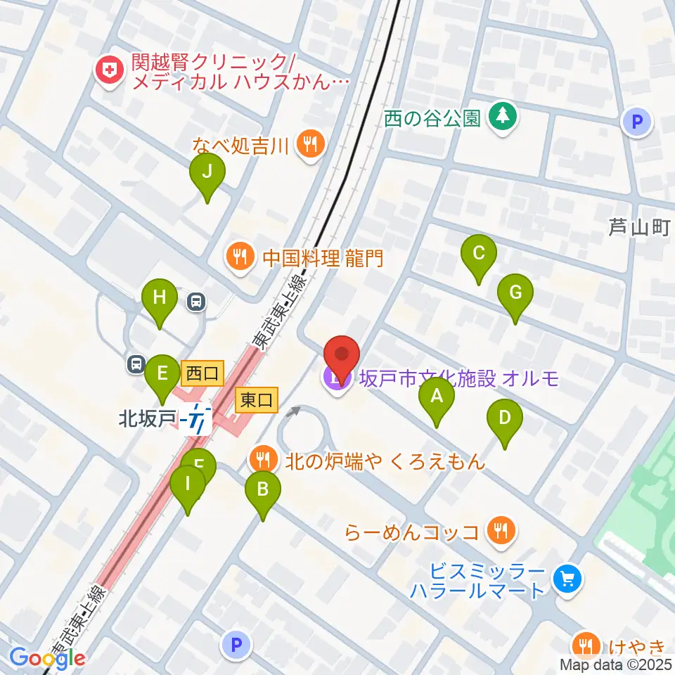 坂戸市文化施設オルモ周辺の駐車場・コインパーキング一覧地図