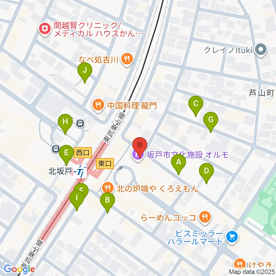 坂戸市文化施設オルモ周辺の駐車場・コインパーキング一覧地図