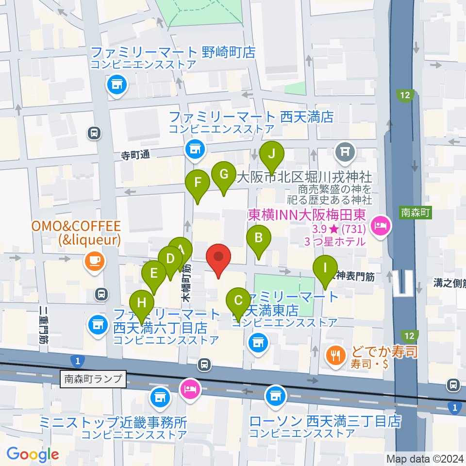 西天満D45周辺の駐車場・コインパーキング一覧地図