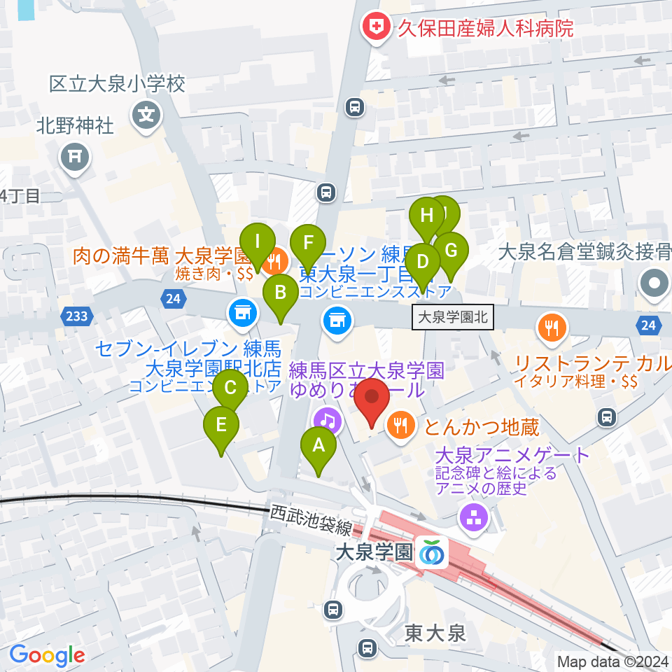 大泉学園アミズ・バー周辺の駐車場・コインパーキング一覧地図