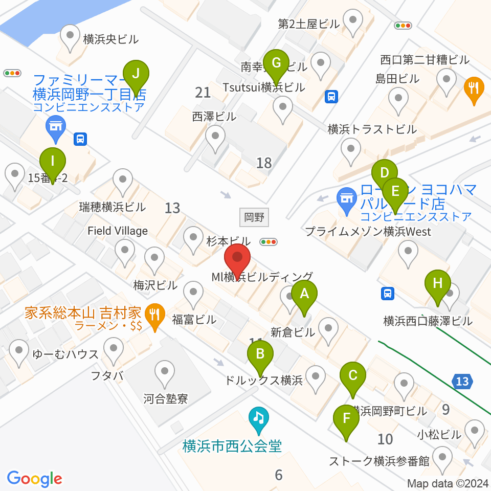 ベリーメリーミュージックスクール横浜校周辺の駐車場・コインパーキング一覧地図