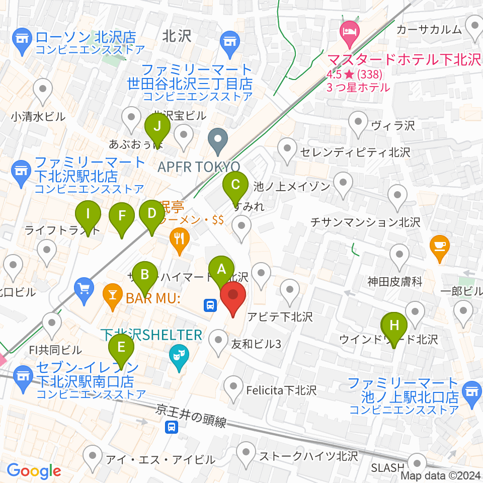 ディスクユニオン下北沢店周辺の駐車場・コインパーキング一覧地図