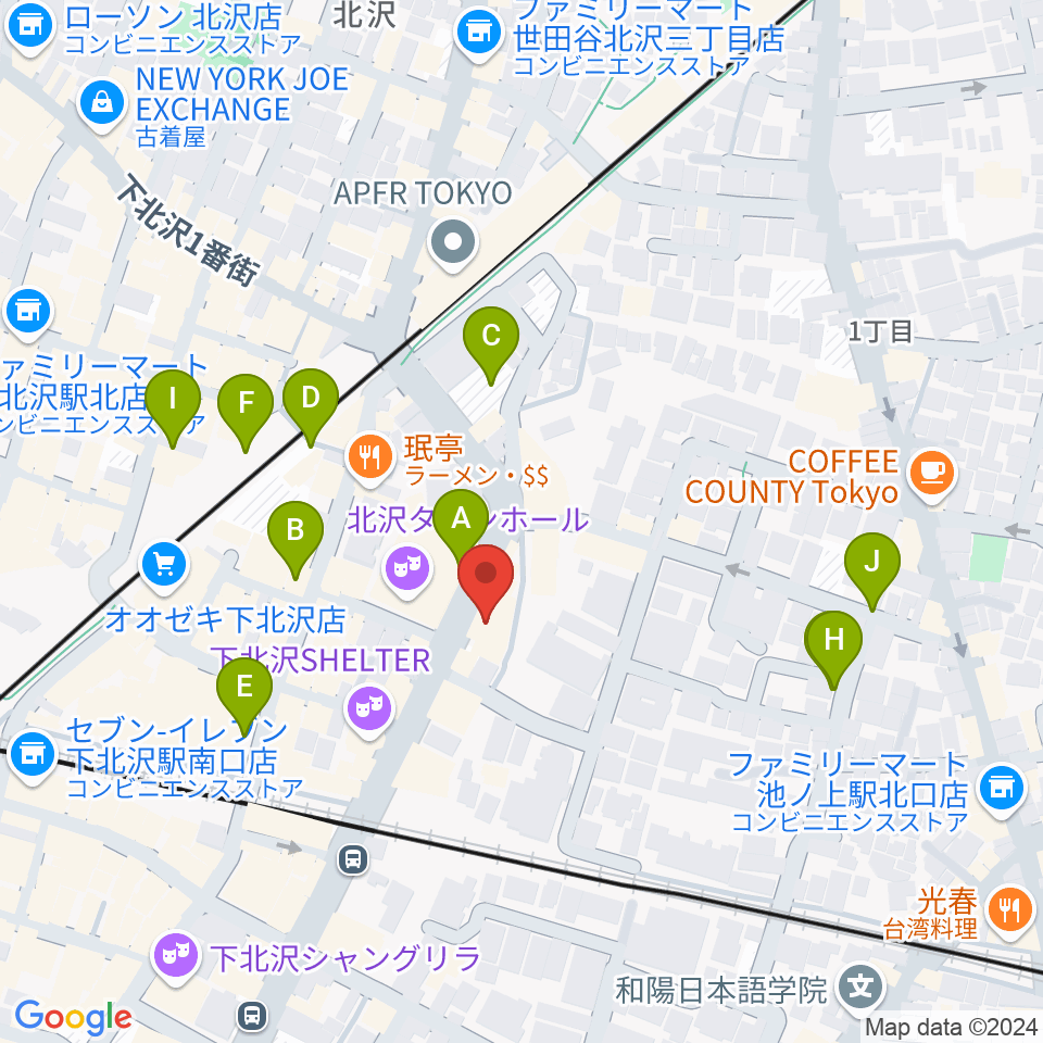 ディスクユニオン下北沢店周辺の駐車場・コインパーキング一覧地図