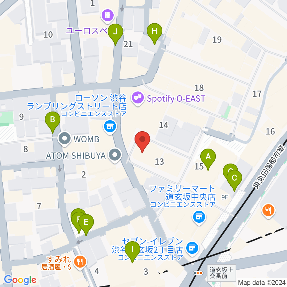 ゲートウェイスタジオ渋谷道玄坂店周辺の駐車場・コインパーキング一覧地図