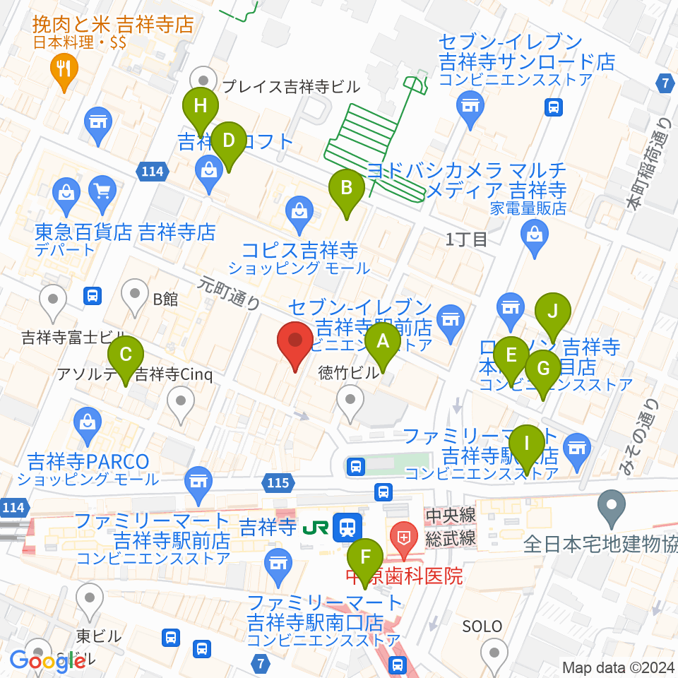 ディスクユニオン吉祥寺店周辺の駐車場・コインパーキング一覧地図