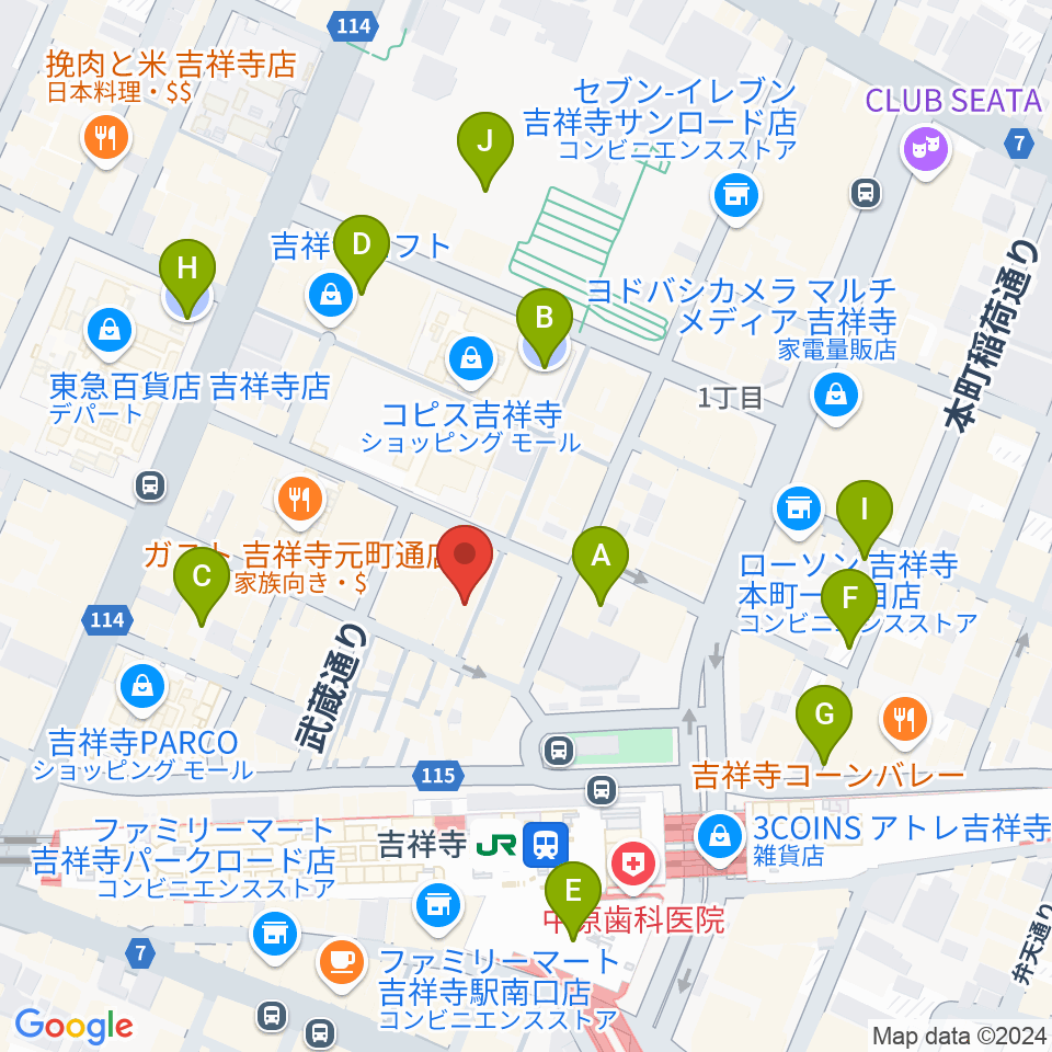 ディスクユニオン吉祥寺店周辺の駐車場・コインパーキング一覧地図