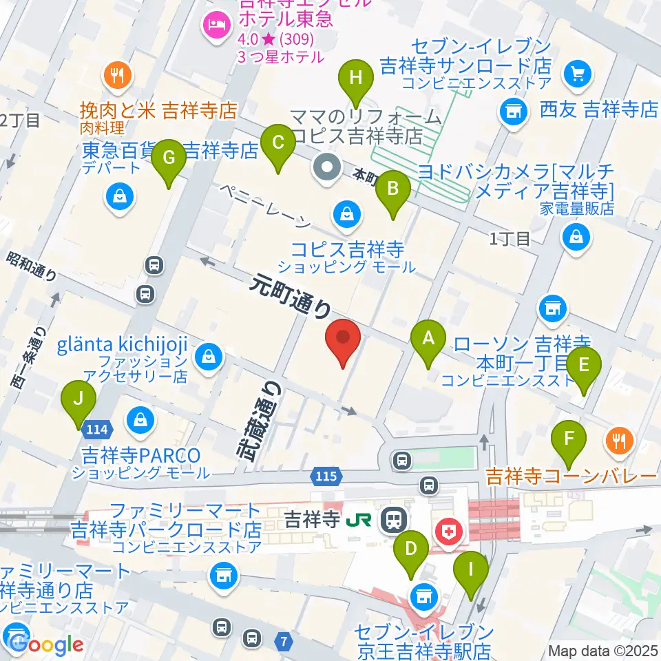 ディスクユニオン吉祥寺店周辺の駐車場・コインパーキング一覧地図
